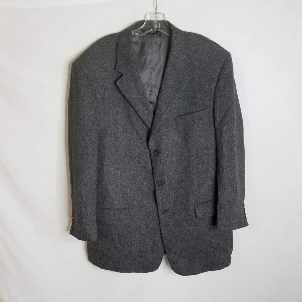 Jos. A. Bank Mens Grey 100% Camel Hair Three‎ Button Blazer Jacket Size 46L